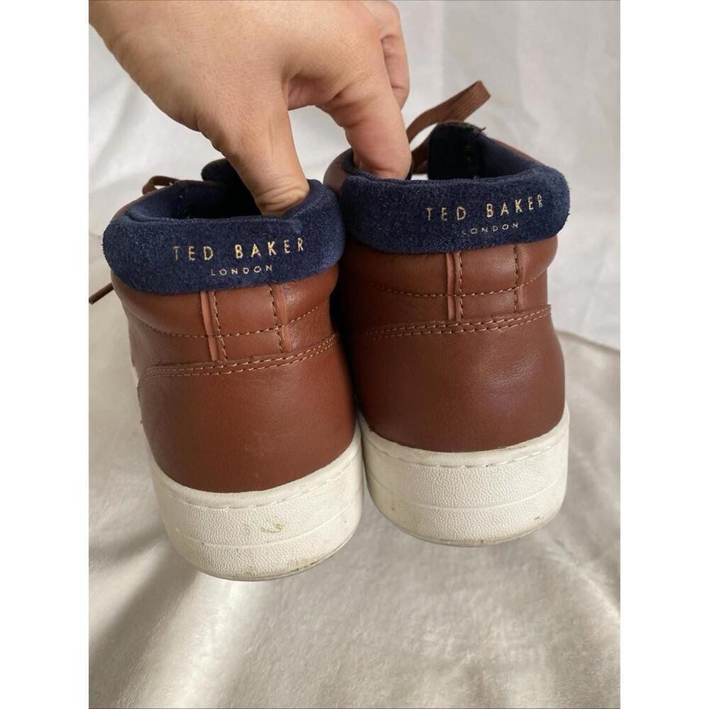 TED BAKER Men's Mallano Leather Sneakers Brown Blue SHOES EU 46 US 13 High top - Picture 7 of 9